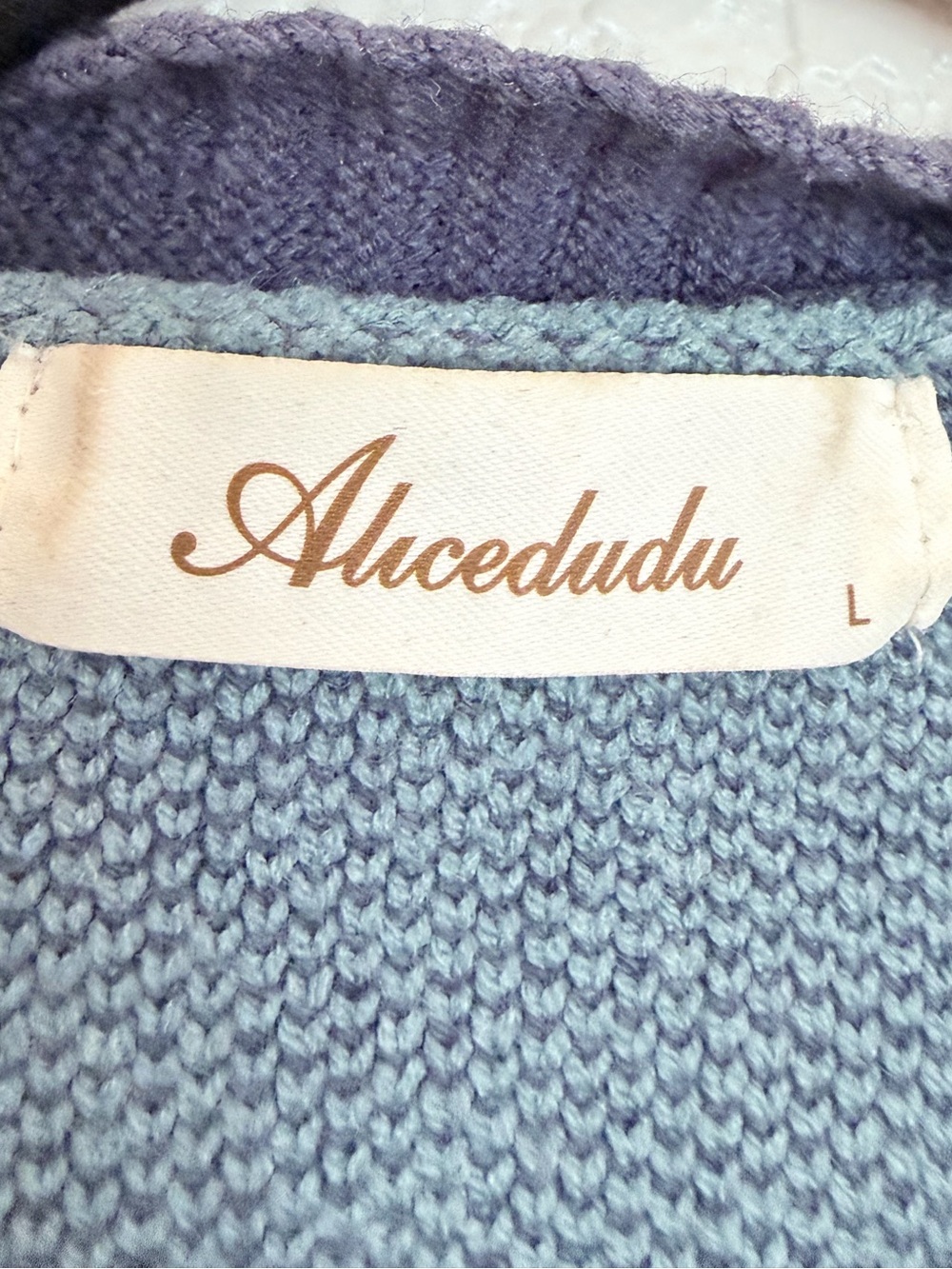 Alicedudu Balmy Cat Oversized Cardigan Sweater Size L Blue Cat Print Colorblock - Picture 6 of 8